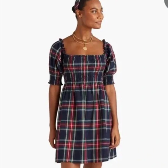 Hill House Athena Dress Navy Tartan Small - Picture 2 of 7